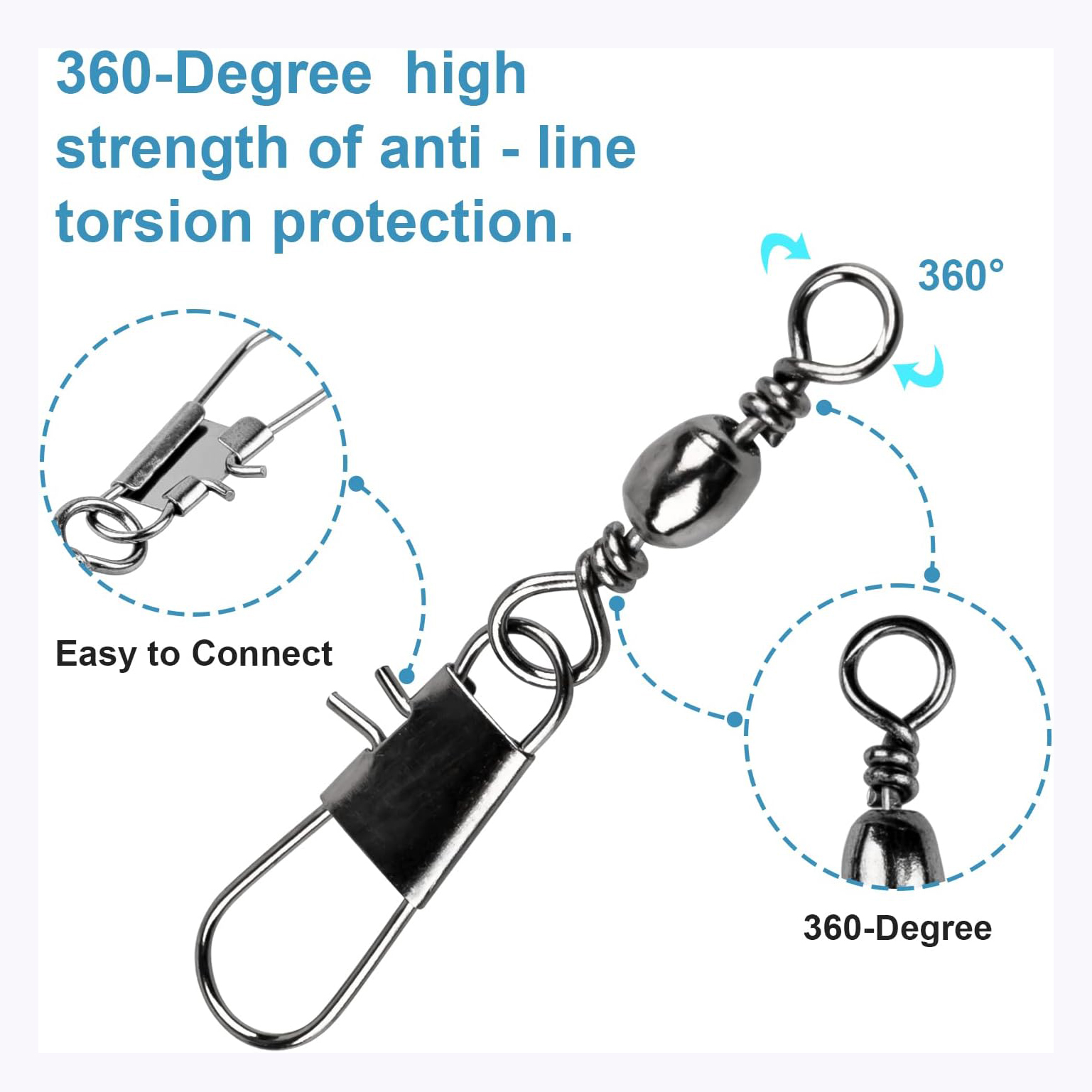 100Pcs/Lot 4#6#8#10#12# Swivel - огляд і ціна Fishing Hook Stainless Steel