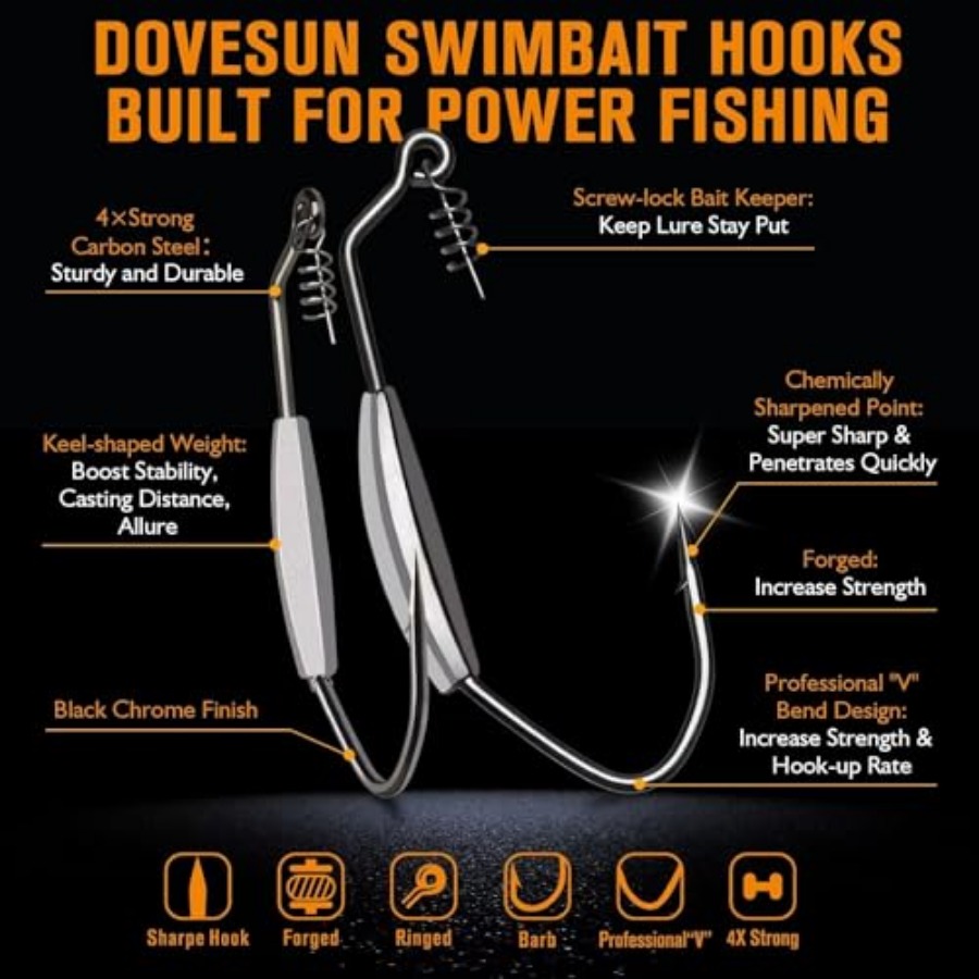 12PCS/44PCS Weighted Swimbait  - огляд і ціна Fishing Hook Weedless