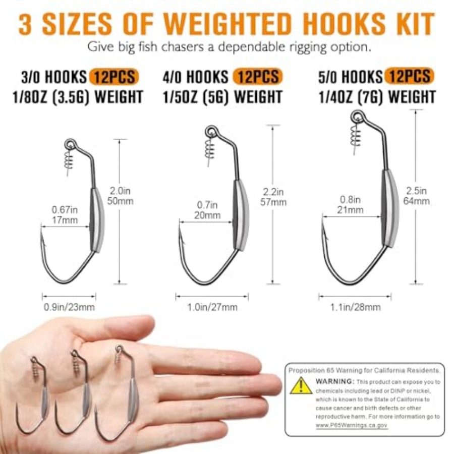 12PCS/44PCS Weighted Swimbait  - огляд і ціна Fishing Hook Weedless