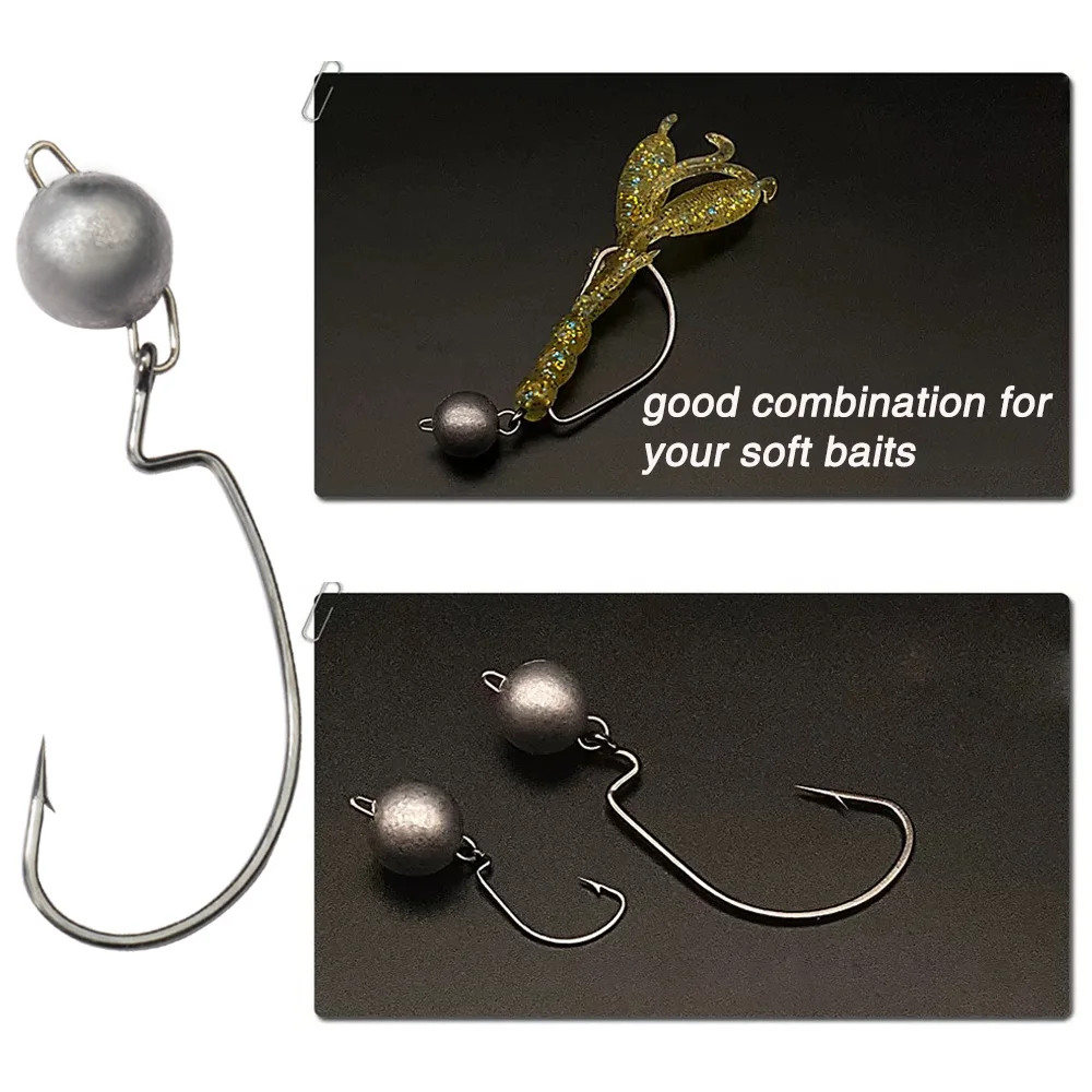 5Pcs Metal Jig Head Worm Hooks - огляд і ціна Fishing Hook Weedless