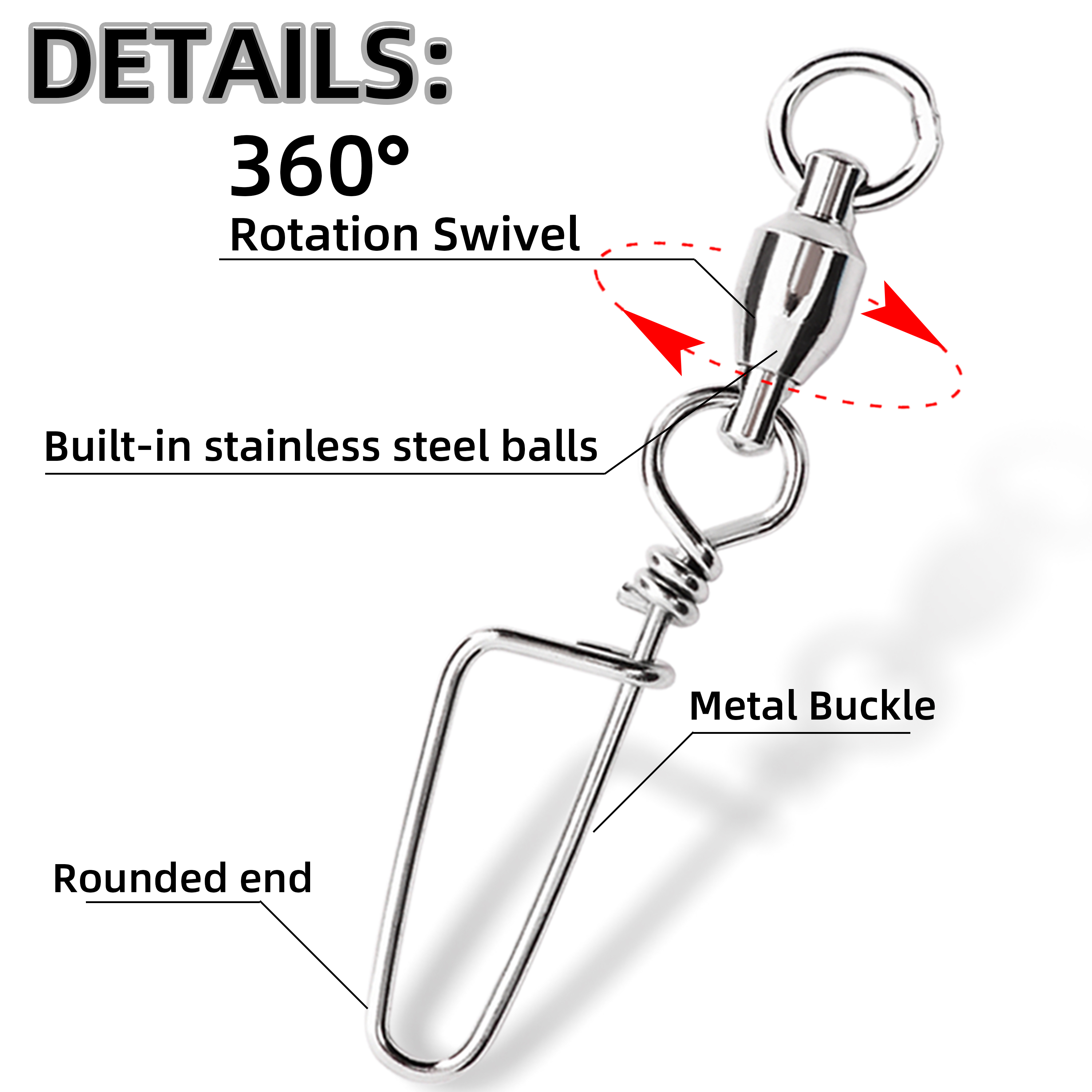 50pcs Fishing Ball Bearing Swi - огляд і ціна Fishing Hook Stainless Steel
